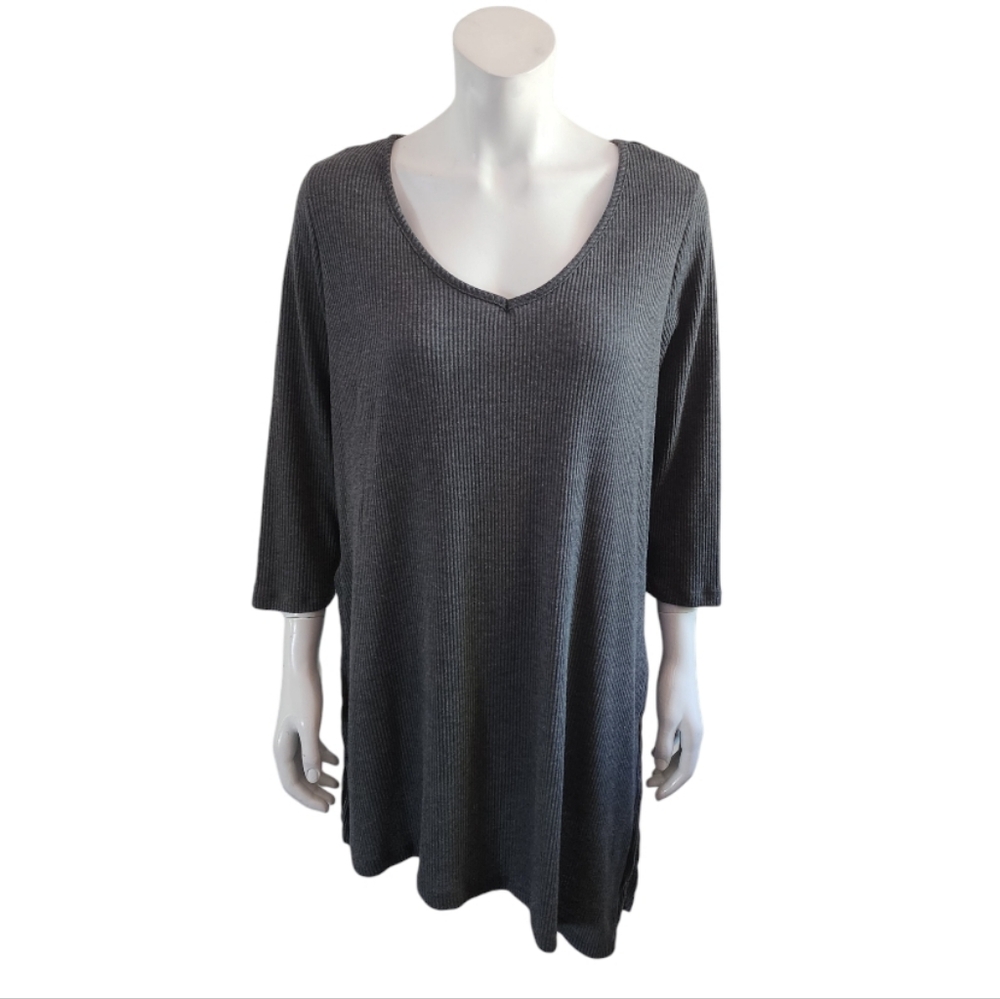 MBLM asymmetric quarter sleeves tunics, grey cable knit , size 0